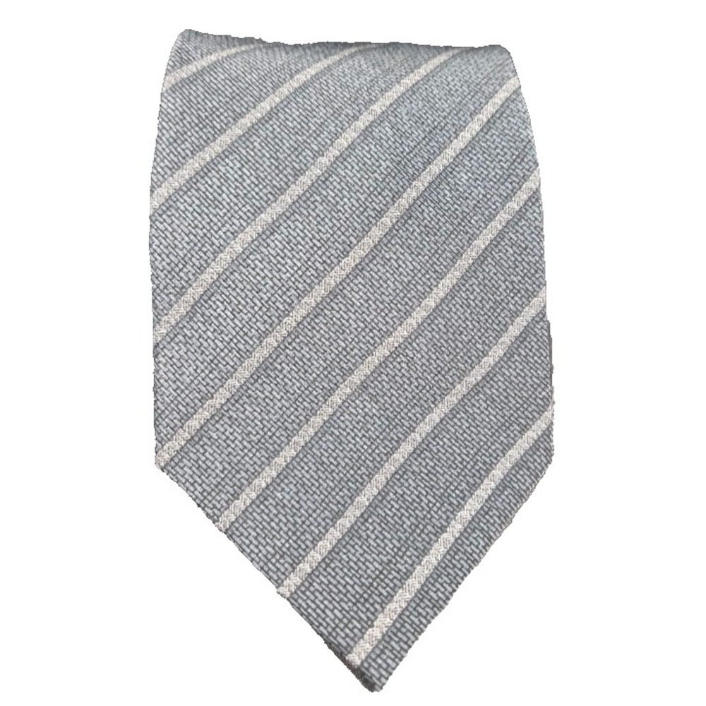 Van Heusen Men's Tie Black Gray Striped Classic Polyester Made in Korea